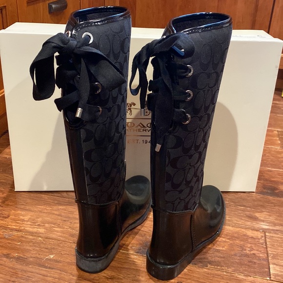 Coach Tristee Black Rain Boots Size 7M - Picture 3 of 15